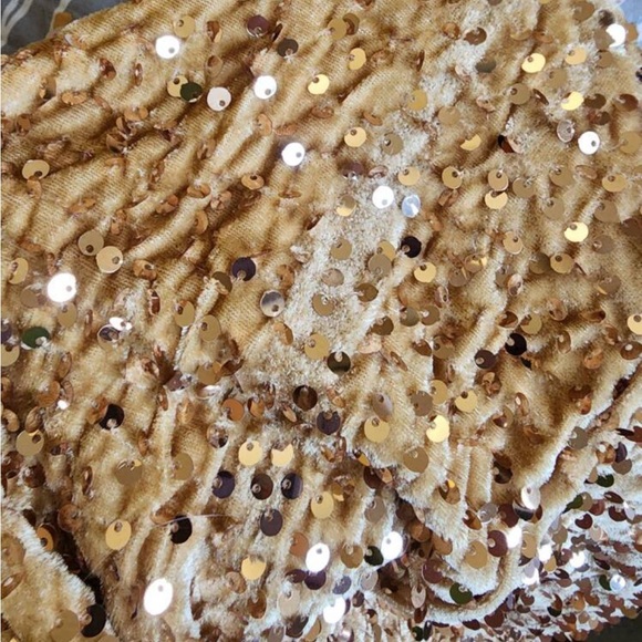 Luxe Velvet Sequin High Waist Holiday Evening Party Skirt Green - Picture 6 of 6